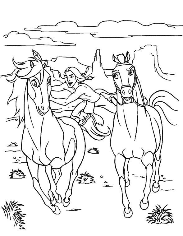 coloriage un indien et spirit